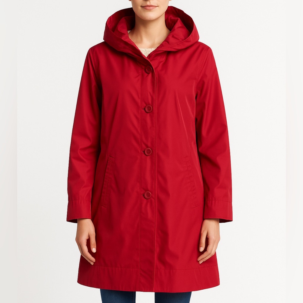 Rainforest Red Waterproof Raincoat women’s Size M – Detachable Hood (C1)✨